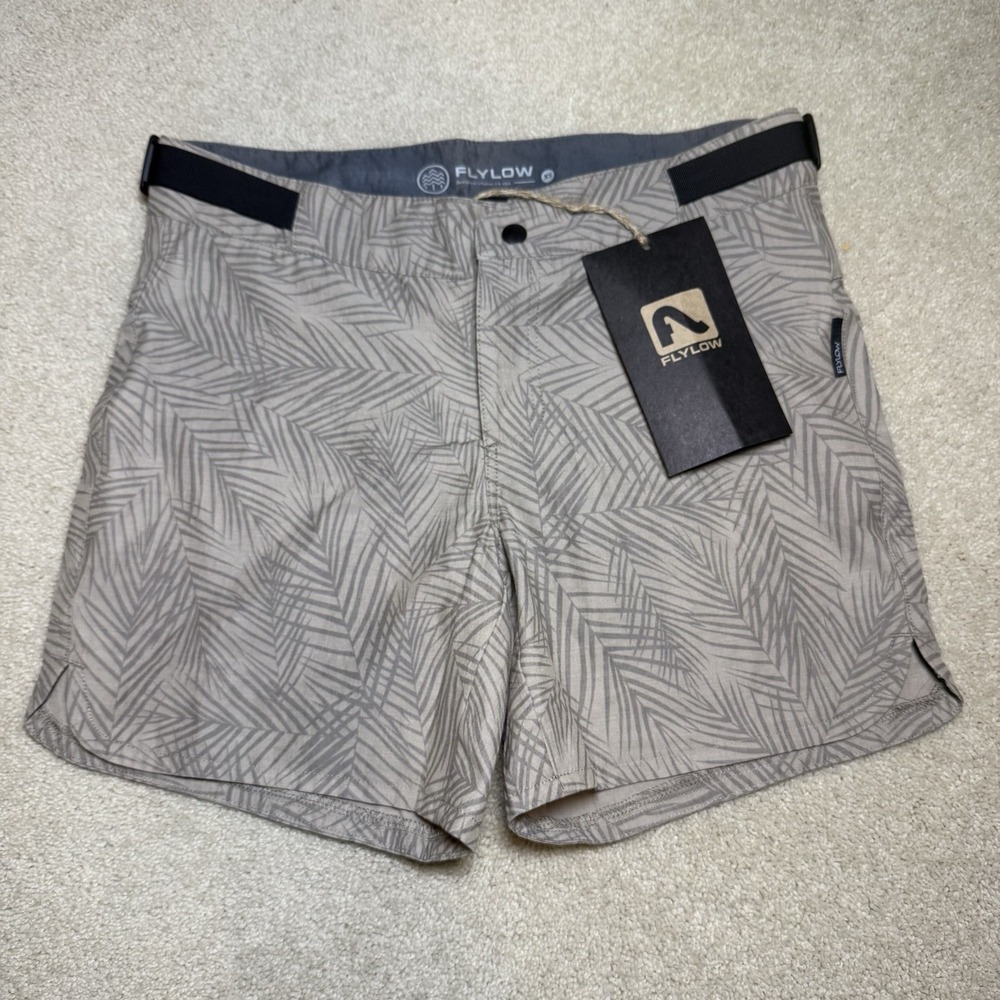 NWT Flylow Marion Shorts Men XS Mushroom Adjust Waist Outdoor Casual Lightweight